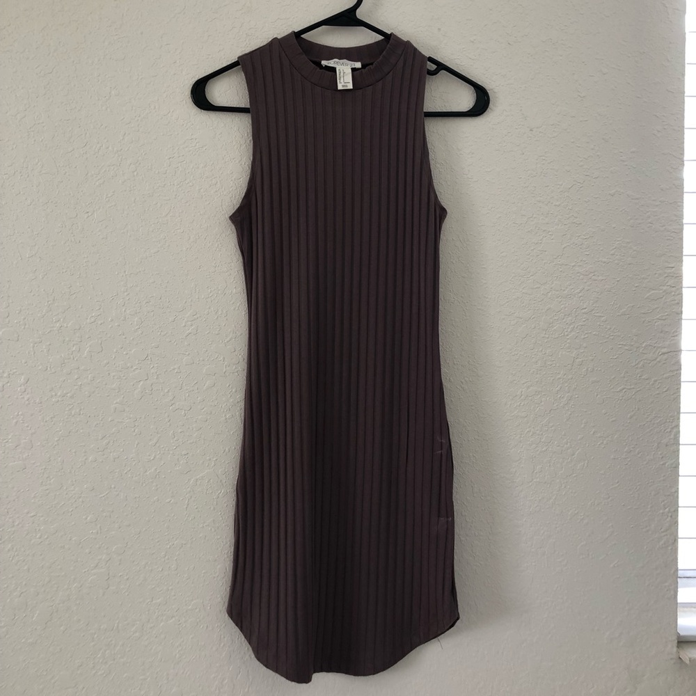 Purple/gray Ribbed Bodycon mini dress
